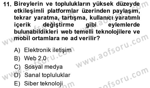 İnternet Yayıncılığı Dersi 2014 - 2015 Yılı (Final) Dönem Sonu Sınav Soruları 11. Soru