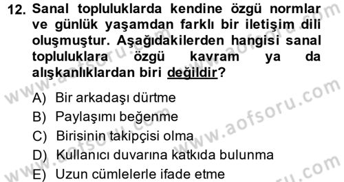 İnternet Yayıncılığı Dersi 2014 - 2015 Yılı (Final) Dönem Sonu Sınav Soruları 12. Soru