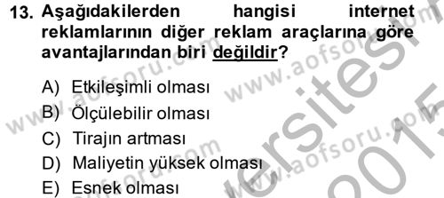İnternet Yayıncılığı Dersi 2014 - 2015 Yılı (Final) Dönem Sonu Sınav Soruları 13. Soru