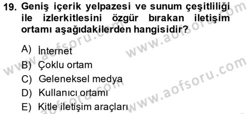 İnternet Yayıncılığı Dersi 2014 - 2015 Yılı (Final) Dönem Sonu Sınav Soruları 19. Soru