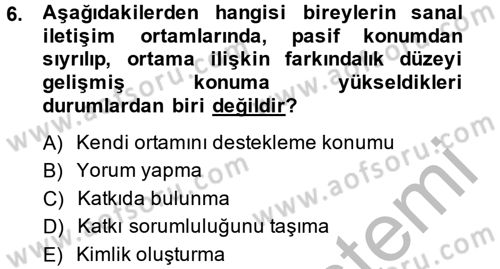 İnternet Yayıncılığı Dersi 2014 - 2015 Yılı (Final) Dönem Sonu Sınav Soruları 6. Soru