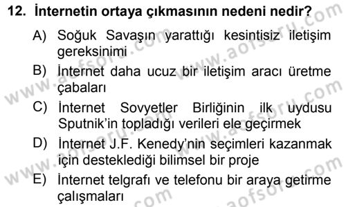 İnternet Yayıncılığı Dersi 2014 - 2015 Yılı Tek Ders Sınavı 12. Soru