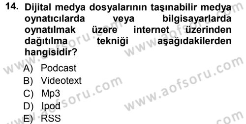 İnternet Yayıncılığı Dersi 2014 - 2015 Yılı Tek Ders Sınav Soruları 14. Soru