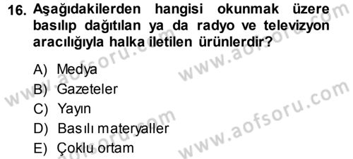 İnternet Yayıncılığı Dersi 2014 - 2015 Yılı Tek Ders Sınav Soruları 16. Soru