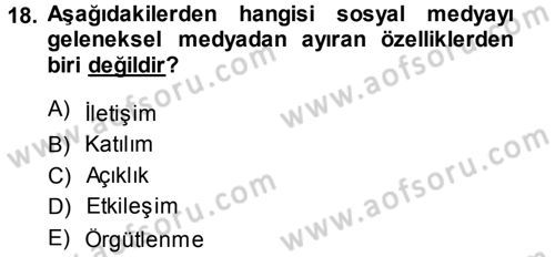 İnternet Yayıncılığı Dersi 2014 - 2015 Yılı Tek Ders Sınav Soruları 18. Soru