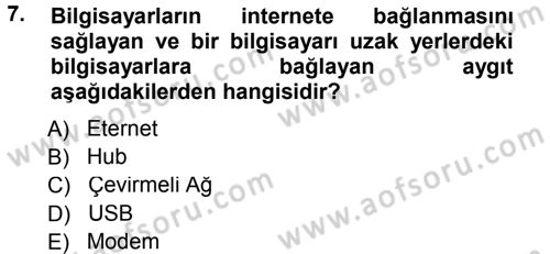 İnternet Yayıncılığı Dersi 2014 - 2015 Yılı Tek Ders Sınavı 7. Soru