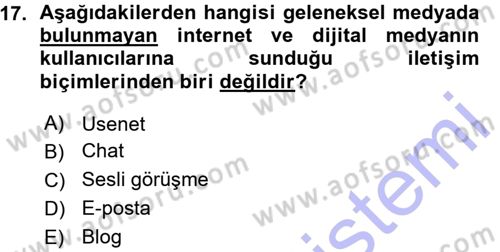 İnternet Yayıncılığı Dersi Ara Sınavı Deneme Sınav Soruları 17. Soru