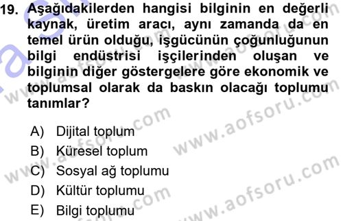 İnternet Yayıncılığı Dersi 2015 - 2016 Yılı (Vize) Ara Sınav Soruları 19. Soru