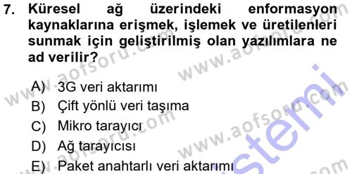 İnternet Yayıncılığı Dersi 2015 - 2016 Yılı (Vize) Ara Sınav Soruları 7. Soru