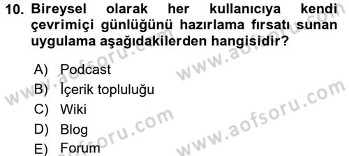 İnternet Yayıncılığı Dersi 2015 - 2016 Yılı (Final) Dönem Sonu Sınav Soruları 10. Soru