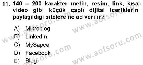 İnternet Yayıncılığı Dersi 2015 - 2016 Yılı (Final) Dönem Sonu Sınav Soruları 11. Soru