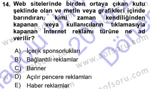 İnternet Yayıncılığı Dersi 2015 - 2016 Yılı (Final) Dönem Sonu Sınav Soruları 14. Soru