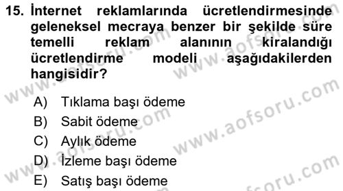 İnternet Yayıncılığı Dersi 2015 - 2016 Yılı (Final) Dönem Sonu Sınav Soruları 15. Soru