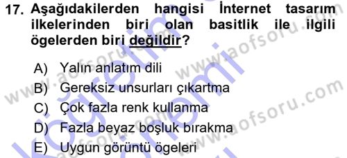 İnternet Yayıncılığı Dersi 2015 - 2016 Yılı (Final) Dönem Sonu Sınav Soruları 17. Soru