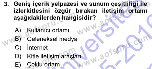 İnternet Yayıncılığı Dersi 2015 - 2016 Yılı (Final) Dönem Sonu Sınav Soruları 3. Soru