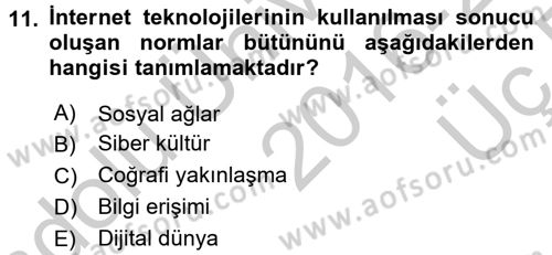 İnternet Yayıncılığı Dersi 2016 - 2017 Yılı 3 Ders Sınav Soruları 11. Soru