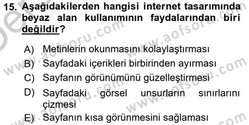 İnternet Yayıncılığı Dersi 2016 - 2017 Yılı 3 Ders Sınavı 15. Soru