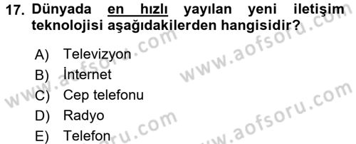 İnternet Yayıncılığı Dersi 2016 - 2017 Yılı 3 Ders Sınav Soruları 17. Soru