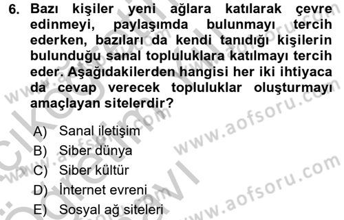 İnternet Yayıncılığı Dersi 2016 - 2017 Yılı 3 Ders Sınav Soruları 6. Soru