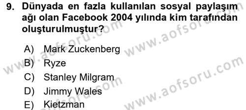 İnternet Yayıncılığı Dersi 2016 - 2017 Yılı 3 Ders Sınav Soruları 9. Soru