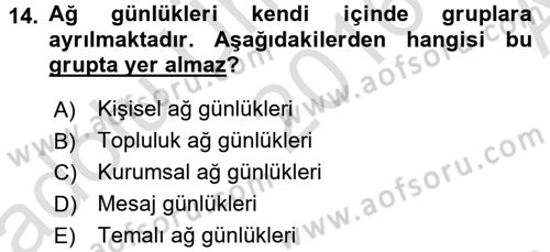 İnternet Yayıncılığı Dersi Ara Sınavı Deneme Sınav Soruları 14. Soru