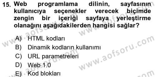 İnternet Yayıncılığı Dersi Ara Sınavı Deneme Sınav Soruları 15. Soru