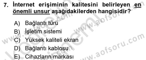 İnternet Yayıncılığı Dersi Ara Sınavı Deneme Sınav Soruları 7. Soru