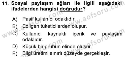 İnternet Yayıncılığı Dersi 2016 - 2017 Yılı (Final) Dönem Sonu Sınav Soruları 11. Soru