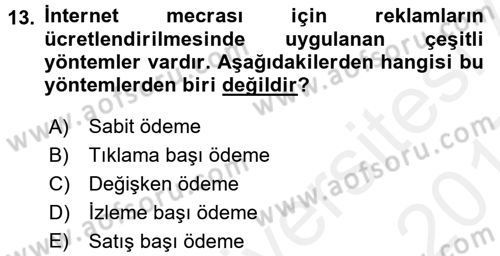 İnternet Yayıncılığı Dersi 2016 - 2017 Yılı (Final) Dönem Sonu Sınav Soruları 13. Soru
