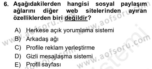 İnternet Yayıncılığı Dersi 2016 - 2017 Yılı (Final) Dönem Sonu Sınav Soruları 6. Soru