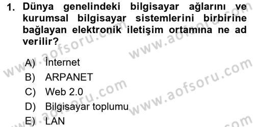 İnternet Yayıncılığı Dersi 2017 - 2018 Yılı 3 Ders Sınav Soruları 1. Soru