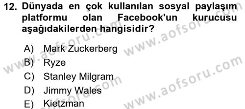 İnternet Yayıncılığı Dersi 2017 - 2018 Yılı 3 Ders Sınav Soruları 12. Soru