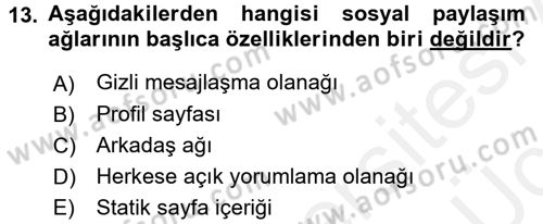 İnternet Yayıncılığı Dersi 2017 - 2018 Yılı 3 Ders Sınav Soruları 13. Soru