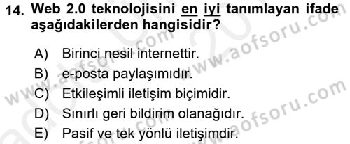 İnternet Yayıncılığı Dersi 2017 - 2018 Yılı 3 Ders Sınav Soruları 14. Soru