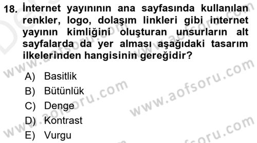 İnternet Yayıncılığı Dersi 2017 - 2018 Yılı 3 Ders Sınav Soruları 18. Soru