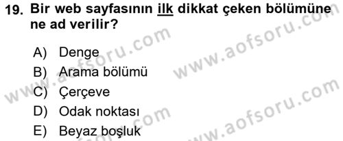 İnternet Yayıncılığı Dersi 2017 - 2018 Yılı 3 Ders Sınav Soruları 19. Soru