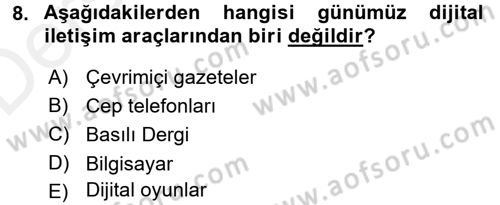 İnternet Yayıncılığı Dersi 2017 - 2018 Yılı 3 Ders Sınav Soruları 8. Soru