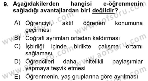 İnternet Yayıncılığı Dersi 2017 - 2018 Yılı 3 Ders Sınav Soruları 9. Soru