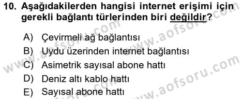 İnternet Yayıncılığı Dersi Ara Sınavı Deneme Sınav Soruları 10. Soru