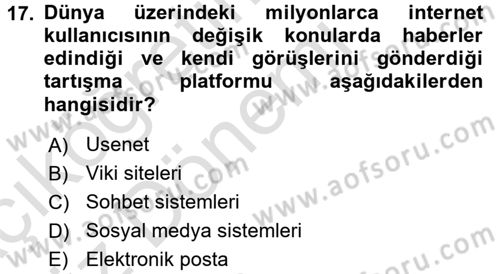 İnternet Yayıncılığı Dersi Ara Sınavı Deneme Sınav Soruları 17. Soru