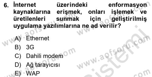 İnternet Yayıncılığı Dersi Ara Sınavı Deneme Sınav Soruları 6. Soru