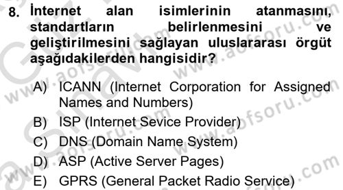 İnternet Yayıncılığı Dersi 2017 - 2018 Yılı (Vize) Ara Sınavı 8. Soru