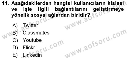 İnternet Yayıncılığı Dersi 2017 - 2018 Yılı (Final) Dönem Sonu Sınav Soruları 11. Soru