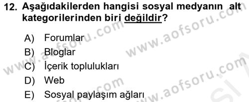 İnternet Yayıncılığı Dersi 2017 - 2018 Yılı (Final) Dönem Sonu Sınav Soruları 12. Soru