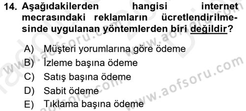 İnternet Yayıncılığı Dersi 2017 - 2018 Yılı (Final) Dönem Sonu Sınav Soruları 14. Soru