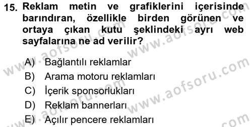 İnternet Yayıncılığı Dersi 2017 - 2018 Yılı (Final) Dönem Sonu Sınav Soruları 15. Soru