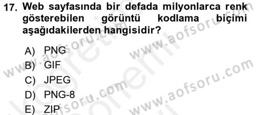 İnternet Yayıncılığı Dersi 2017 - 2018 Yılı (Final) Dönem Sonu Sınav Soruları 17. Soru