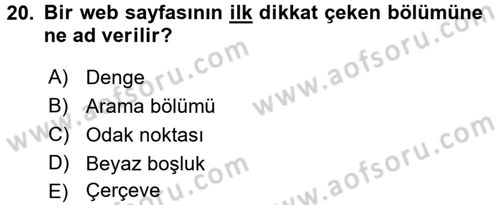 İnternet Yayıncılığı Dersi 2017 - 2018 Yılı (Final) Dönem Sonu Sınav Soruları 20. Soru