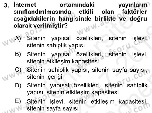 İnternet Yayıncılığı Dersi 2017 - 2018 Yılı (Final) Dönem Sonu Sınav Soruları 3. Soru