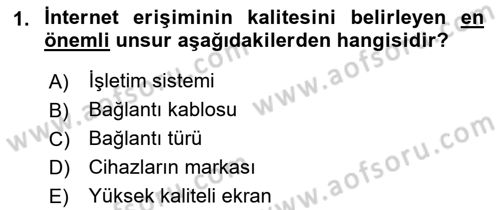 İnternet Yayıncılığı Dersi Ara Sınavı Deneme Sınav Soruları 1. Soru